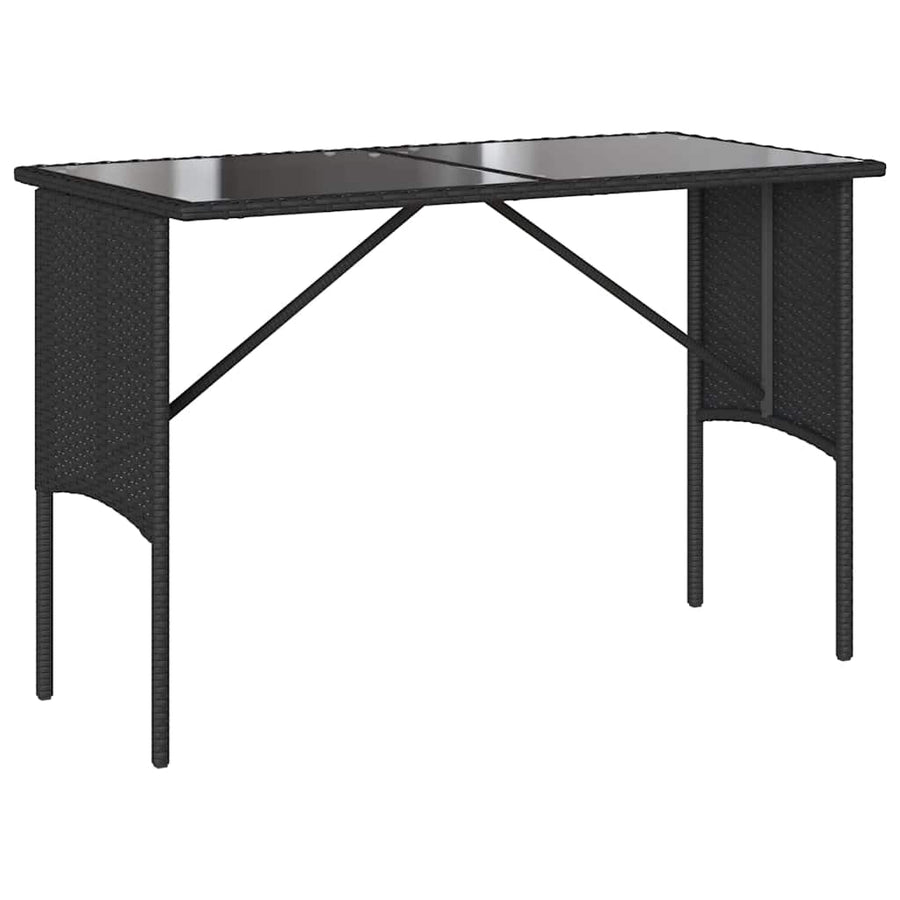 3-Delige Tuinset Met Kussens Poly Rattan Zwart en crèmewit tempered glass