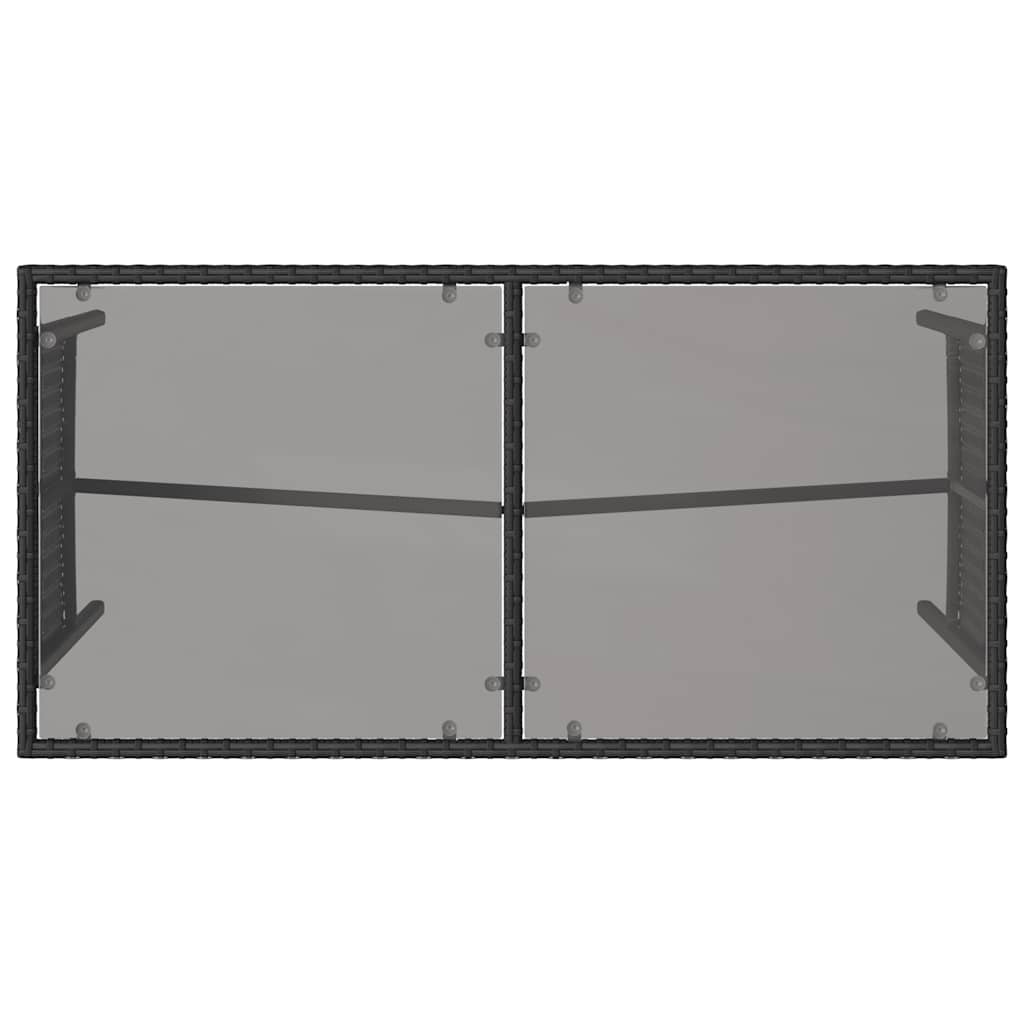 3-Delige Tuinset Met Kussens Poly Rattan Zwart en crèmewit tempered glass