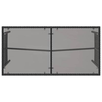 3-Delige Tuinset Met Kussens Poly Rattan Zwart en crèmewit tempered glass