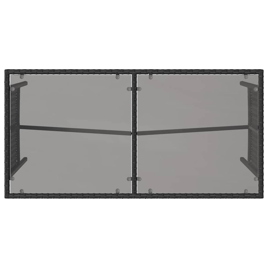 3-Delige Tuinset Met Kussens Poly Rattan Zwart en crèmewit tempered glass