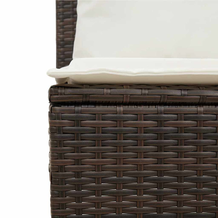 3-Delige Tuinset Met Kussens Poly Rattan Bruin en crèmewit tempered glass