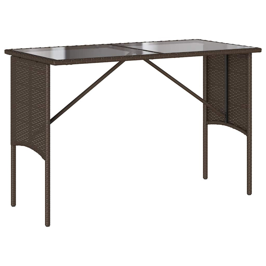 3-Delige Tuinset Met Kussens Poly Rattan Bruin en crèmewit tempered glass