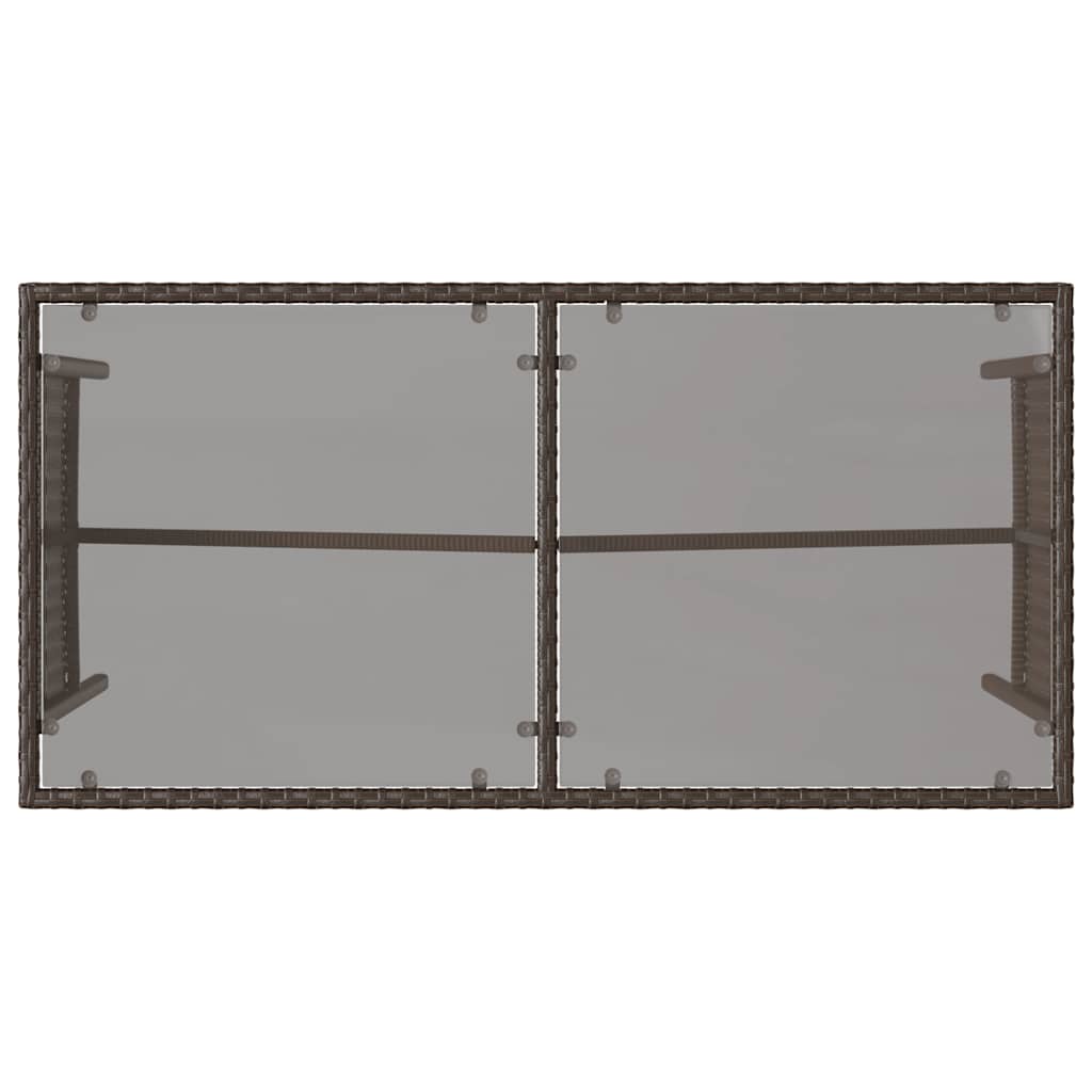 3-Delige Tuinset Met Kussens Poly Rattan Bruin en crèmewit tempered glass