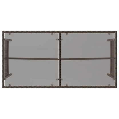 3-Delige Tuinset Met Kussens Poly Rattan Bruin en crèmewit tempered glass