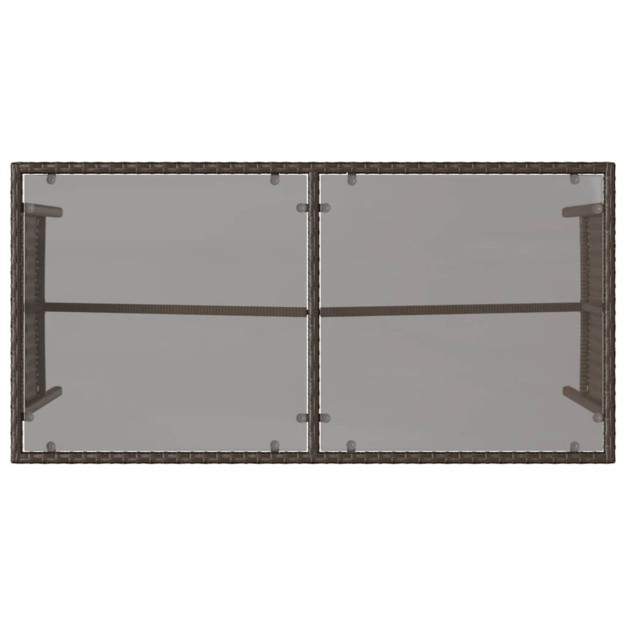3-Delige Tuinset Met Kussens Poly Rattan Bruin en crèmewit tempered glass