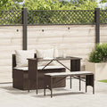 3-delige Tuinset met kussens poly rattan bruin