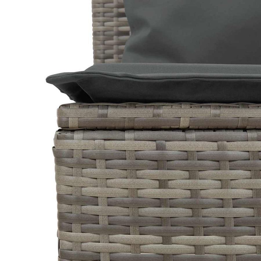 3-Delige Tuinset Met Kussens Poly Rattan Grijs tempered glass