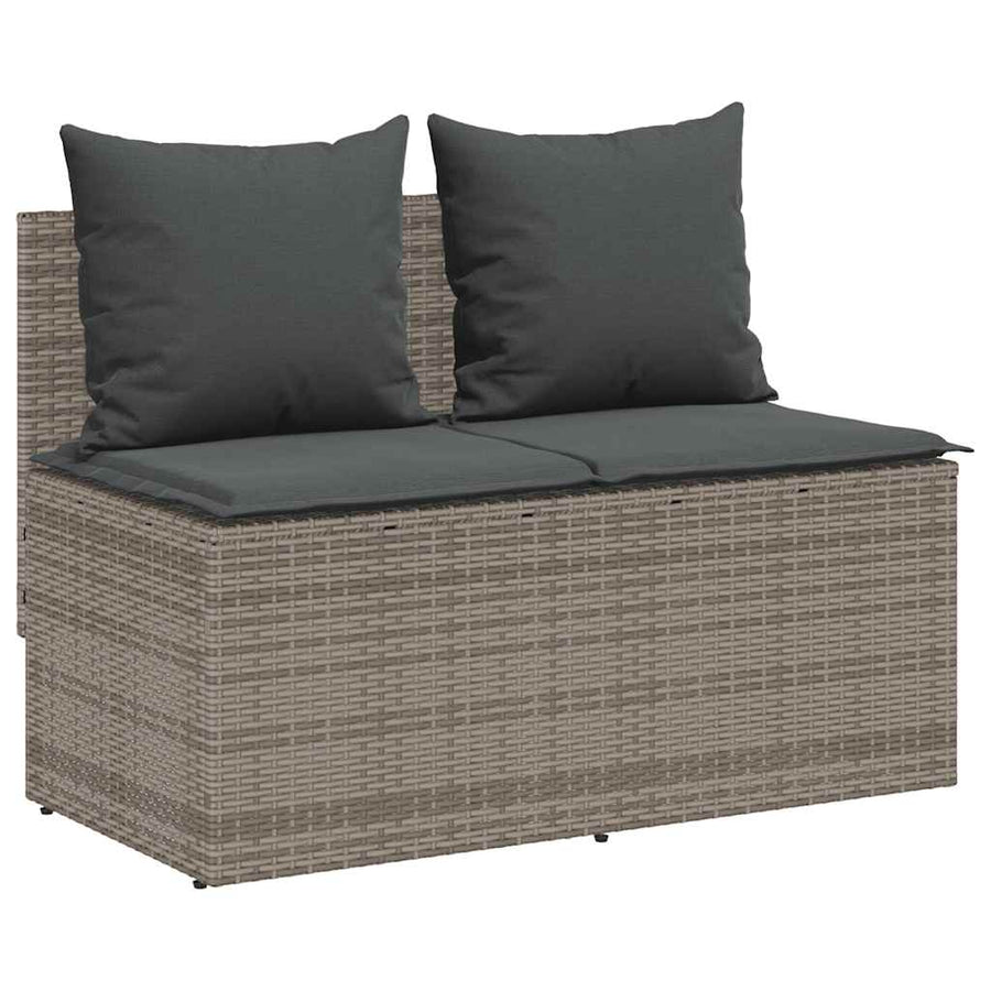3-Delige Tuinset Met Kussens Poly Rattan Grijs tempered glass
