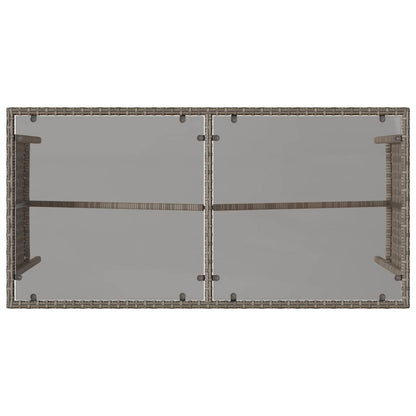 3-Delige Tuinset Met Kussens Poly Rattan Grijs tempered glass