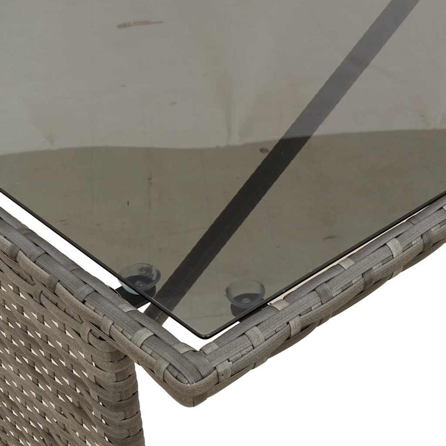 3-Delige Tuinset Met Kussens Poly Rattan Grijs tempered glass