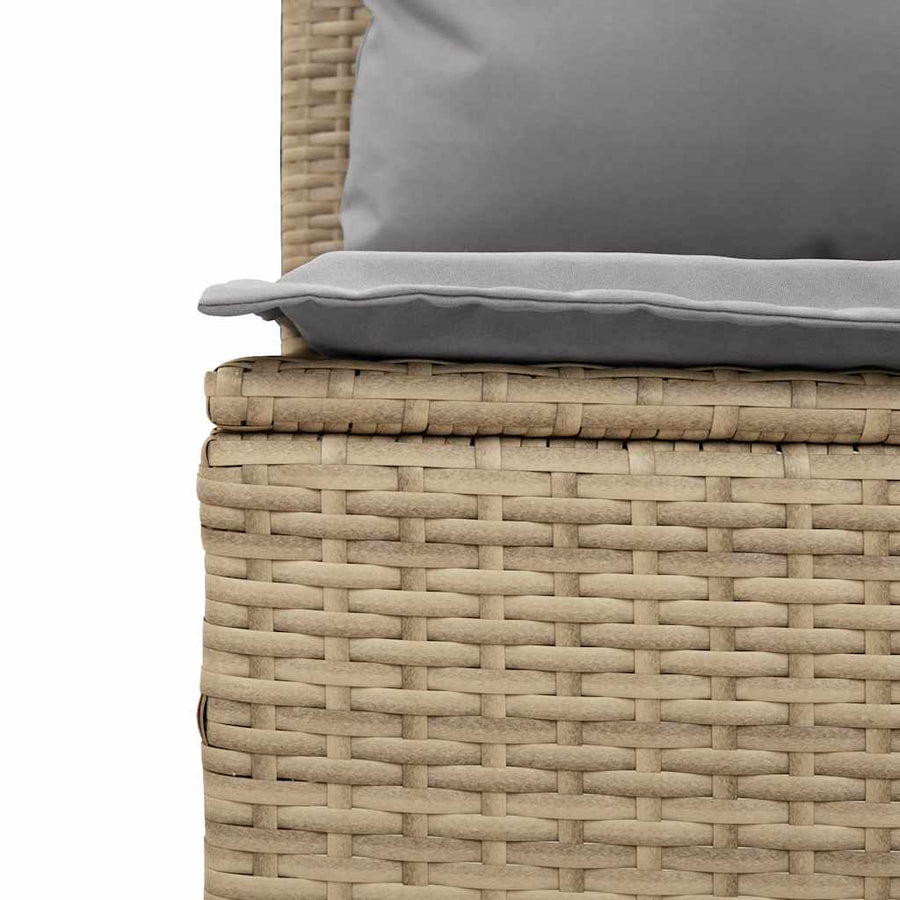 3-Delige Tuinset Met Kussens Poly Rattan beige en lichtgrijs tempered glass