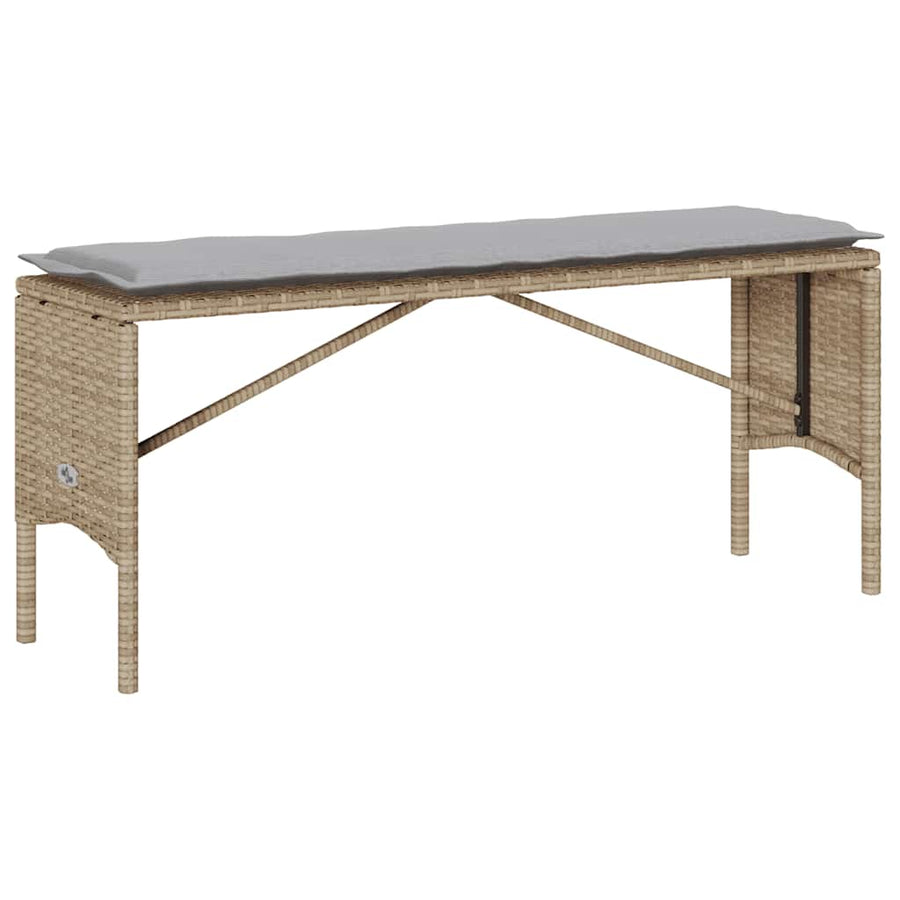 3-Delige Tuinset Met Kussens Poly Rattan beige en lichtgrijs tempered glass