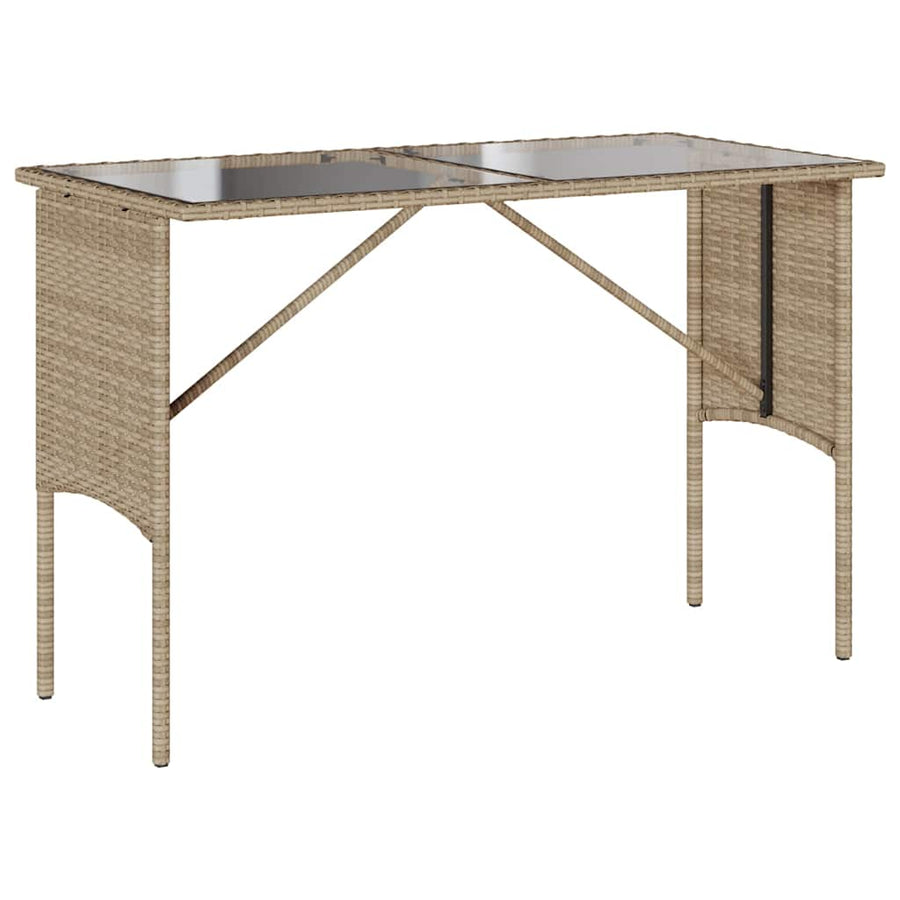 3-Delige Tuinset Met Kussens Poly Rattan beige en lichtgrijs tempered glass