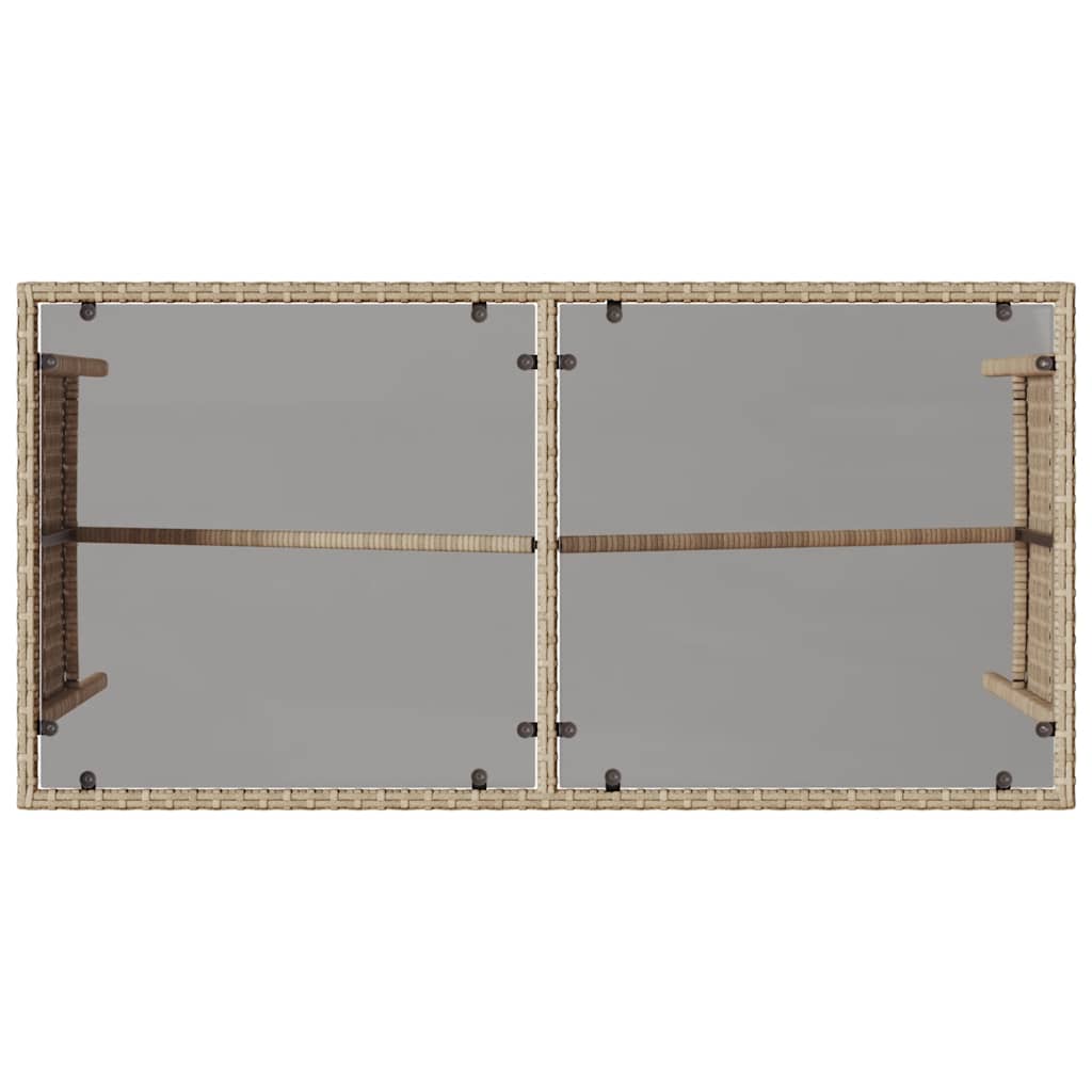 3-Delige Tuinset Met Kussens Poly Rattan beige en lichtgrijs tempered glass