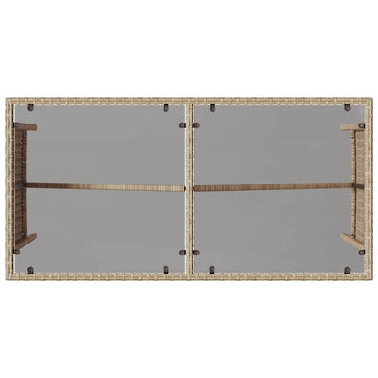 3-Delige Tuinset Met Kussens Poly Rattan beige en lichtgrijs tempered glass