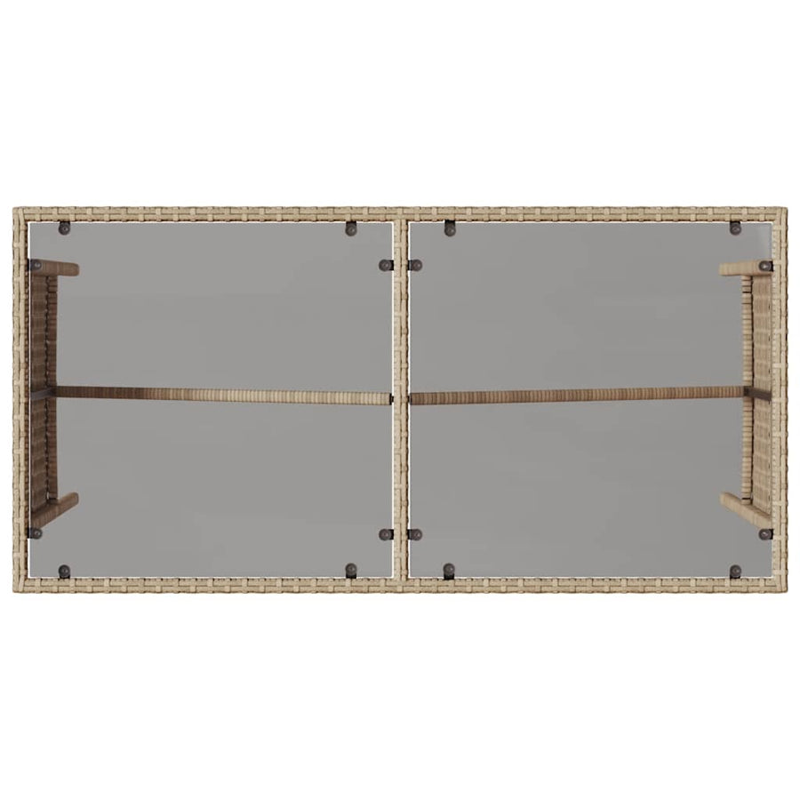 3-Delige Tuinset Met Kussens Poly Rattan beige en lichtgrijs tempered glass