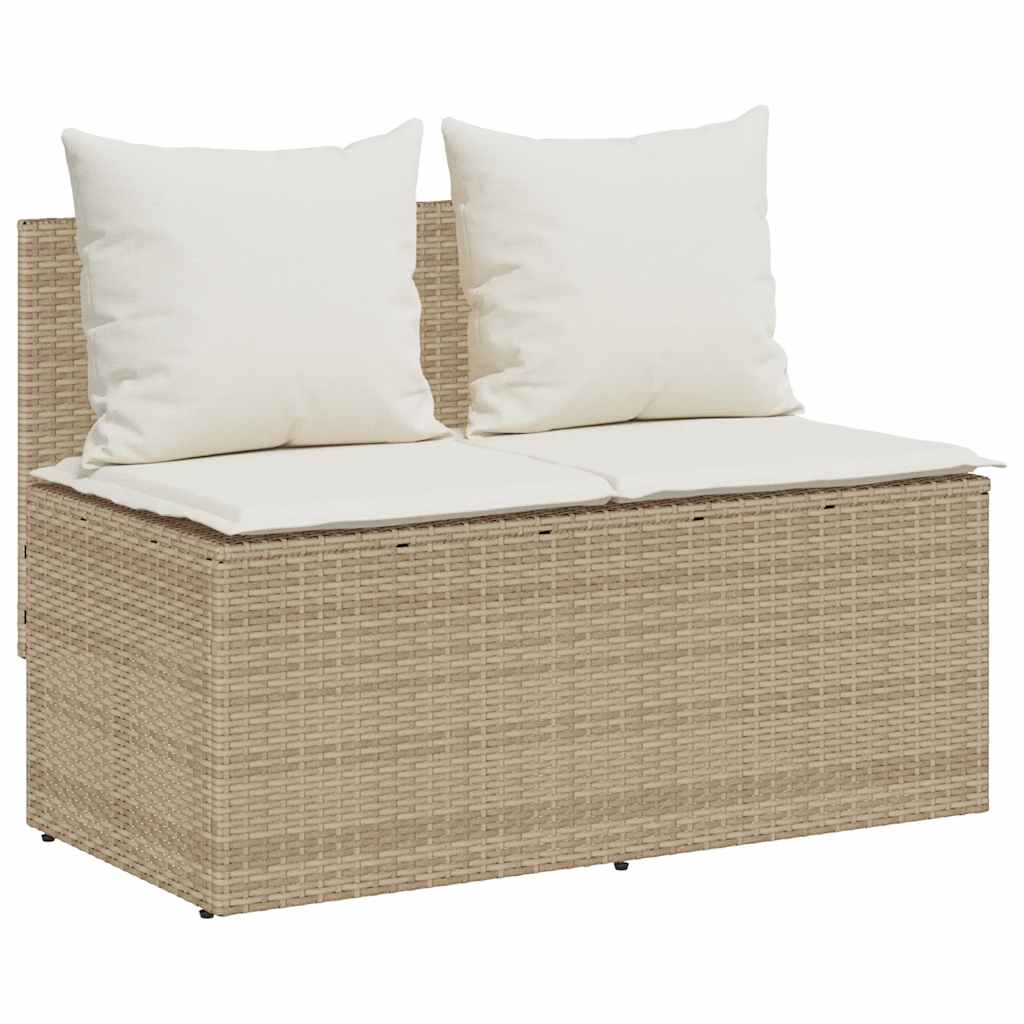 3-Delige Tuinset Met Kussens Poly Rattan beige en crèmewit tempered glass