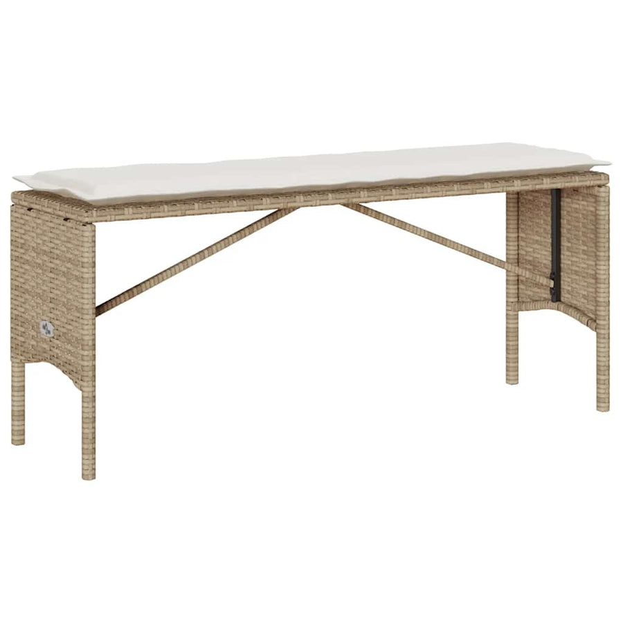 3-Delige Tuinset Met Kussens Poly Rattan beige en crèmewit tempered glass