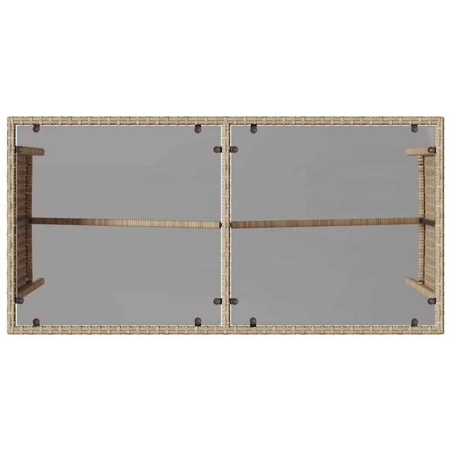 3-Delige Tuinset Met Kussens Poly Rattan beige en crèmewit tempered glass