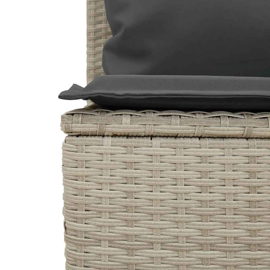 3-Delige Tuinset Met Kussens Poly Rattan Lichtgrijs tempered glass