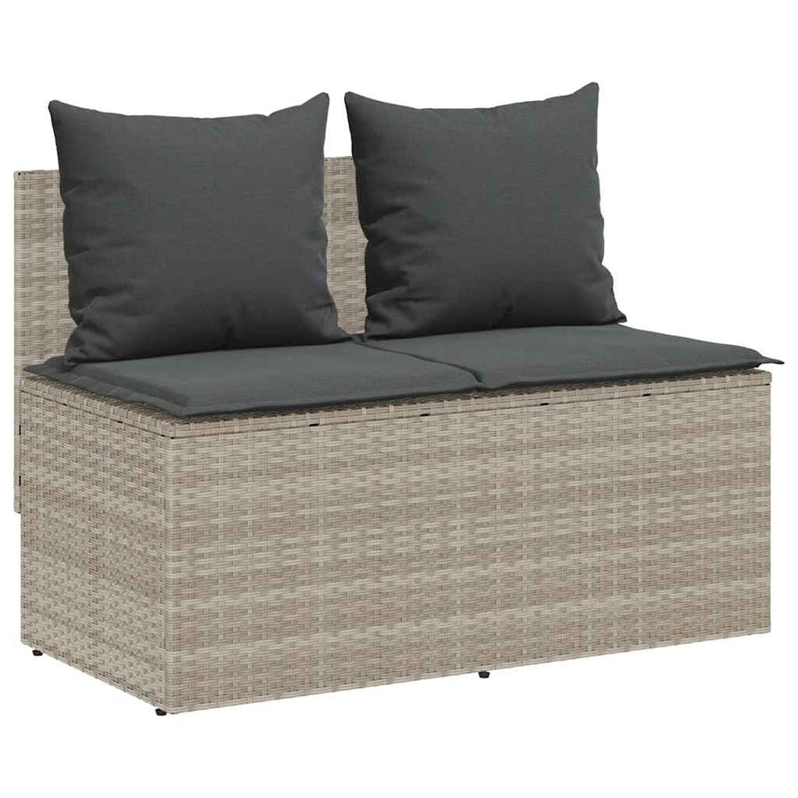 3-Delige Tuinset Met Kussens Poly Rattan Lichtgrijs tempered glass