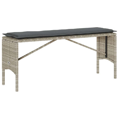 3-Delige Tuinset Met Kussens Poly Rattan Lichtgrijs tempered glass