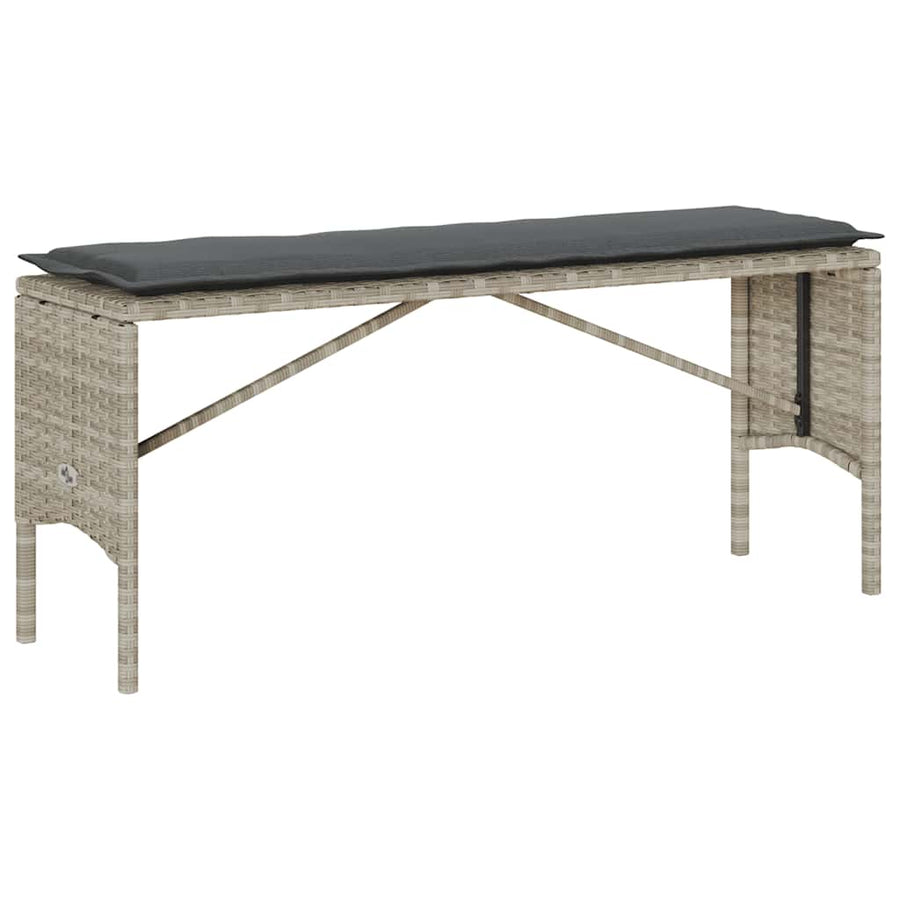 3-Delige Tuinset Met Kussens Poly Rattan Lichtgrijs tempered glass