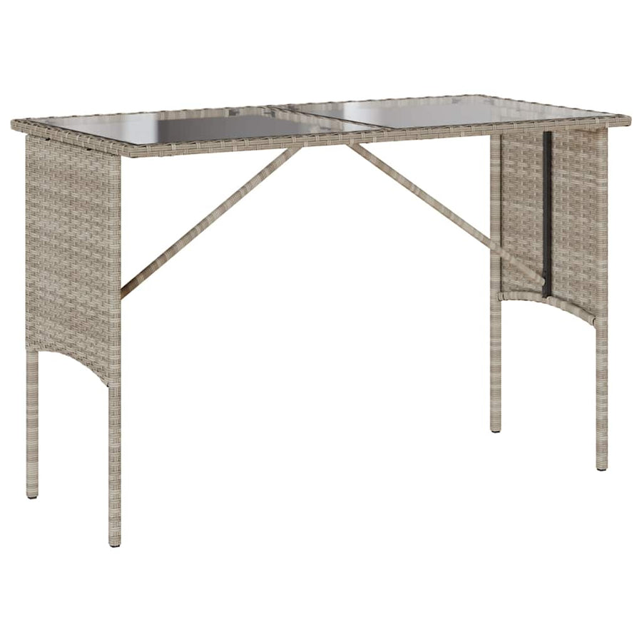 3-Delige Tuinset Met Kussens Poly Rattan Lichtgrijs tempered glass
