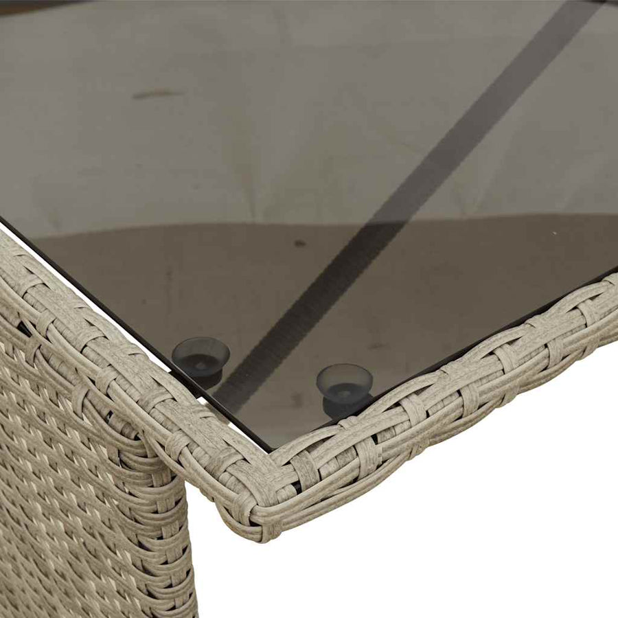 3-Delige Tuinset Met Kussens Poly Rattan Lichtgrijs tempered glass