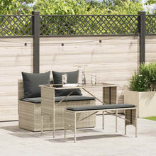 3-Delige Tuinset Met Kussens Poly Rattan Lichtgrijs tempered glass