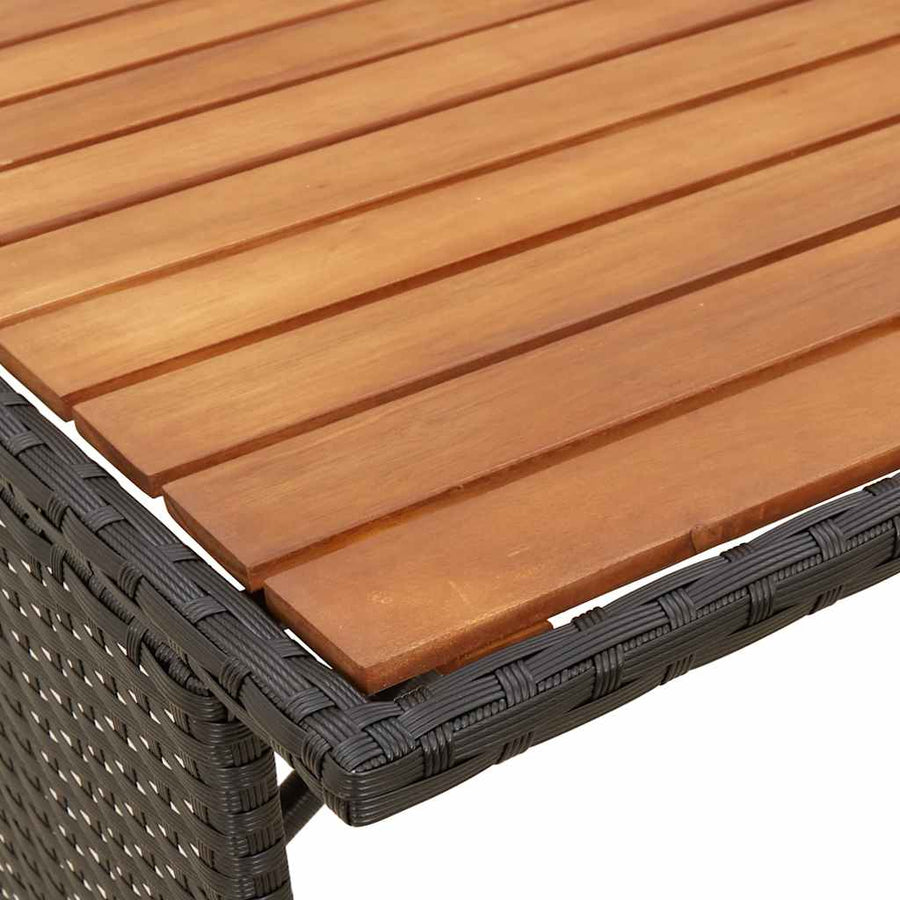 3-delige tuinset met kussens van zwart polyrotan