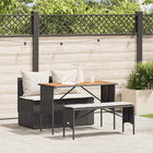 3-piece garden set with cushions made of black polyrattan