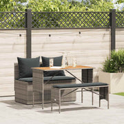 Tuinset 3-delig grijs polyrotan acaciahout
