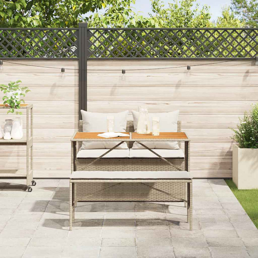 3-delige tuinset met kussens, beige polyrotan