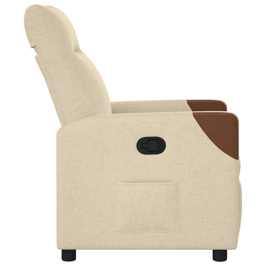 Fauteuil verstelbaar stof crèmekleurig