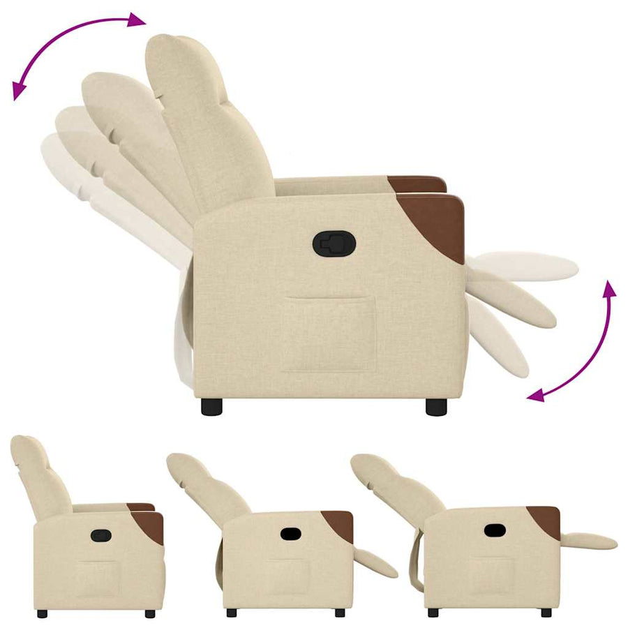 Fauteuil verstelbaar stof crèmekleurig