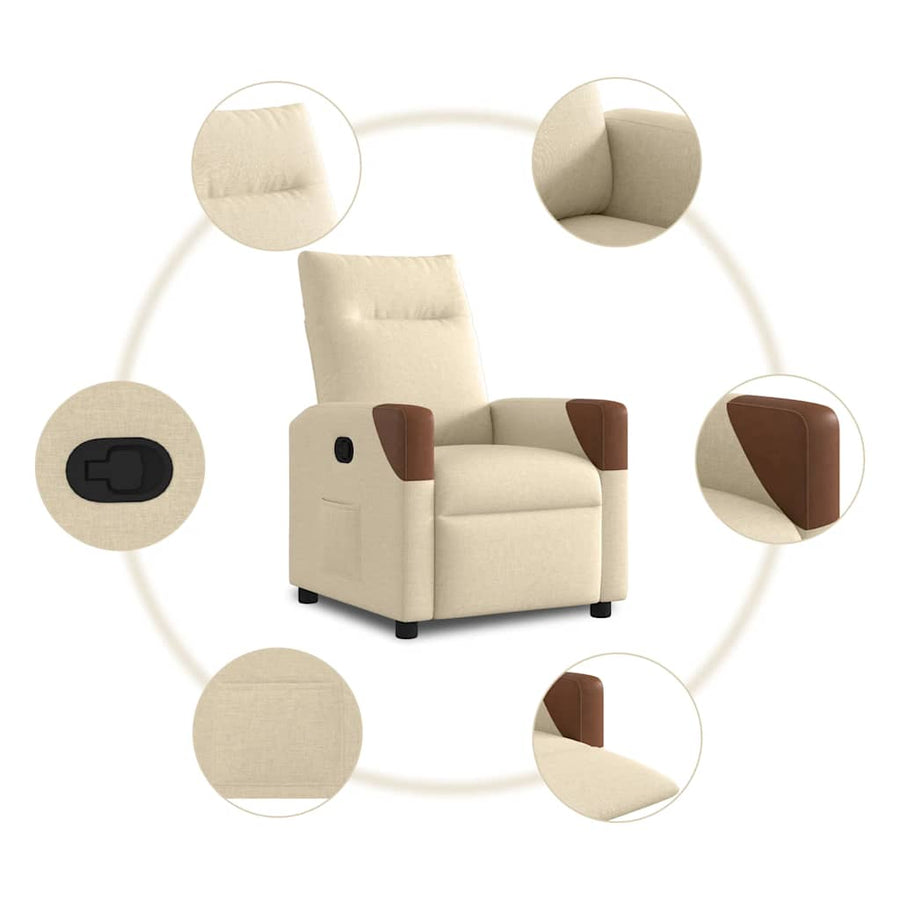 Fauteuil verstelbaar stof crèmekleurig