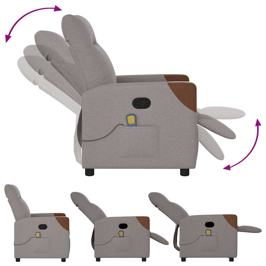 Massagestoel verstelbaar stof taupe
