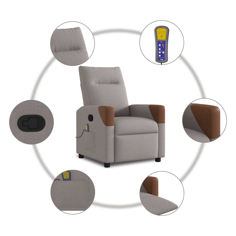 Massagestoel verstelbaar stof taupe