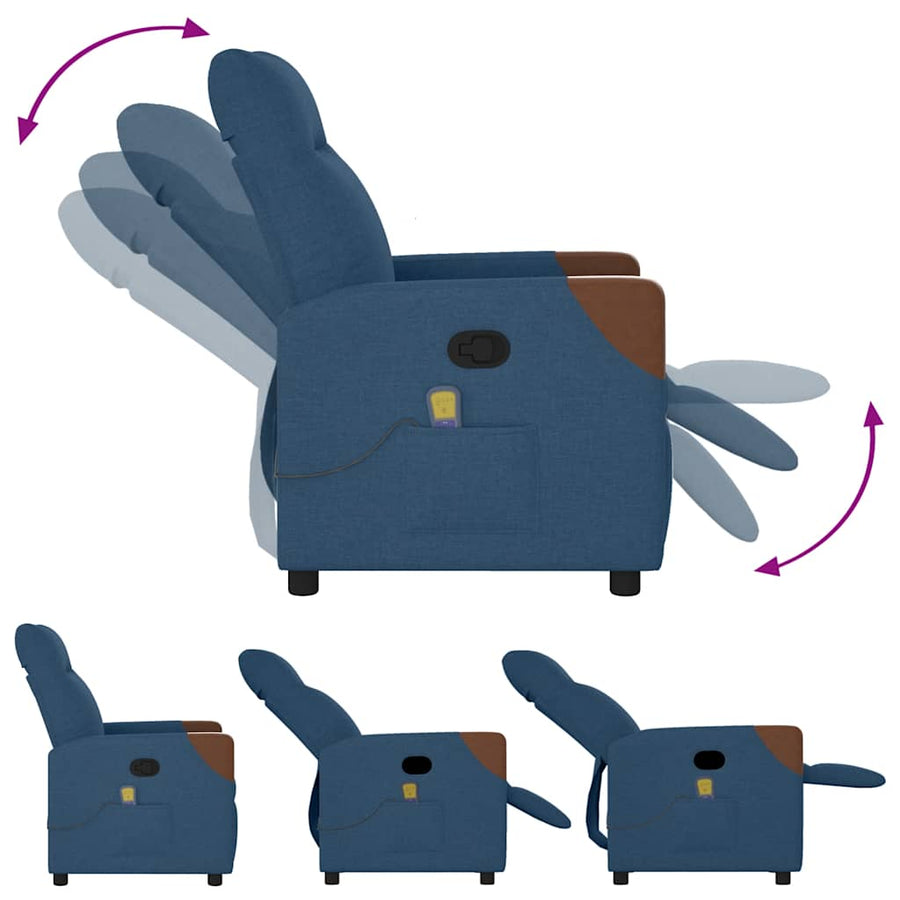 Massagestoel verstelbaar stof blauw