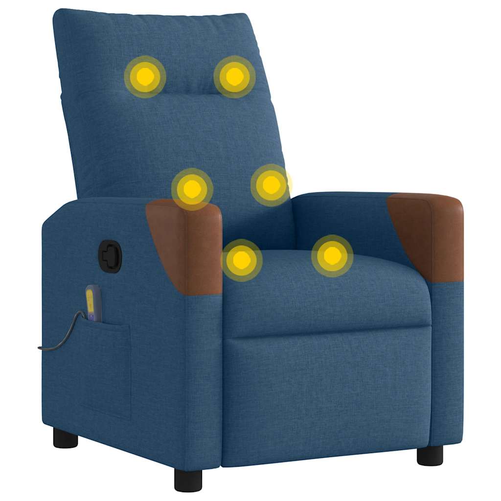 Massagestoel verstelbaar stof blauw