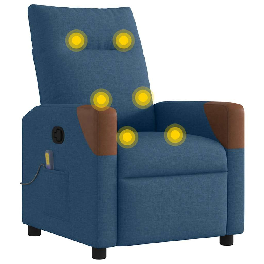 Massagestoel verstelbaar stof blauw