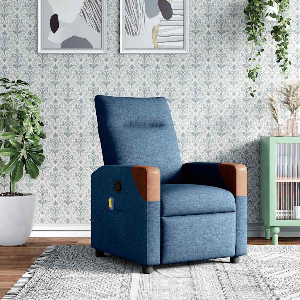 Massagestoel verstelbaar stof blauw