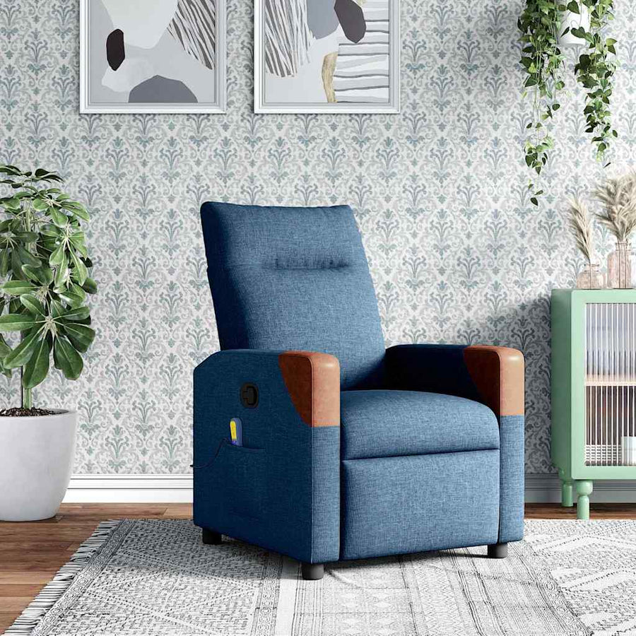 Massagestoel verstelbaar stof blauw