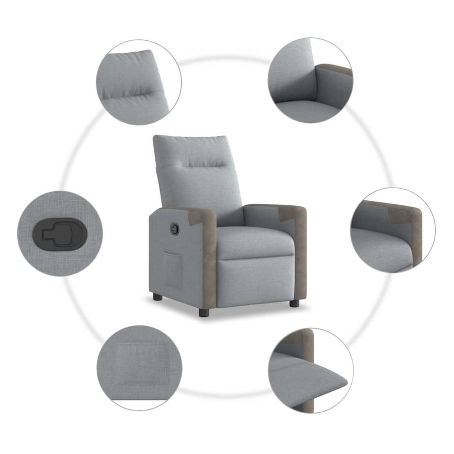 Fauteuil verstelbaar stof lichtgrijs