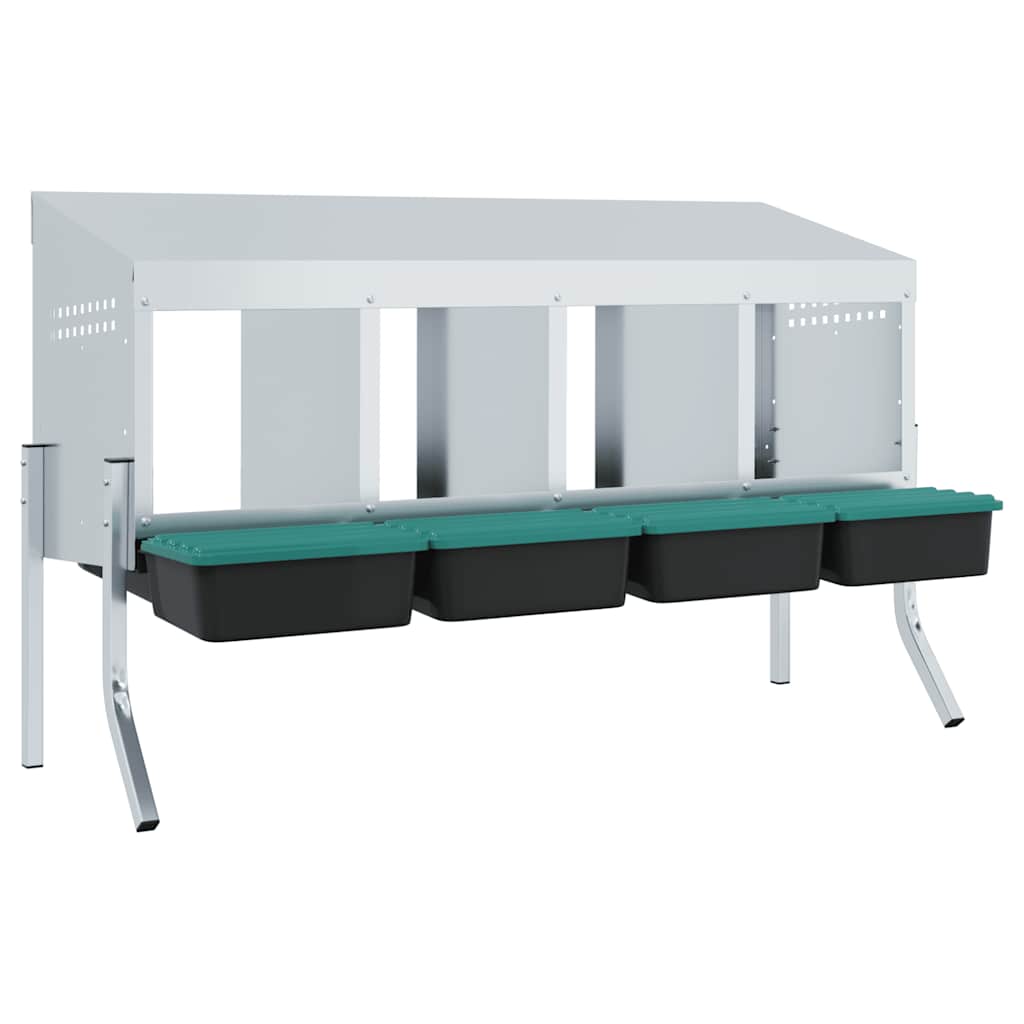 Kippennestkast 4 Compartimenten Met Poten Gegalvaniseerd Staal 110 x 50 x 63/68 cm
