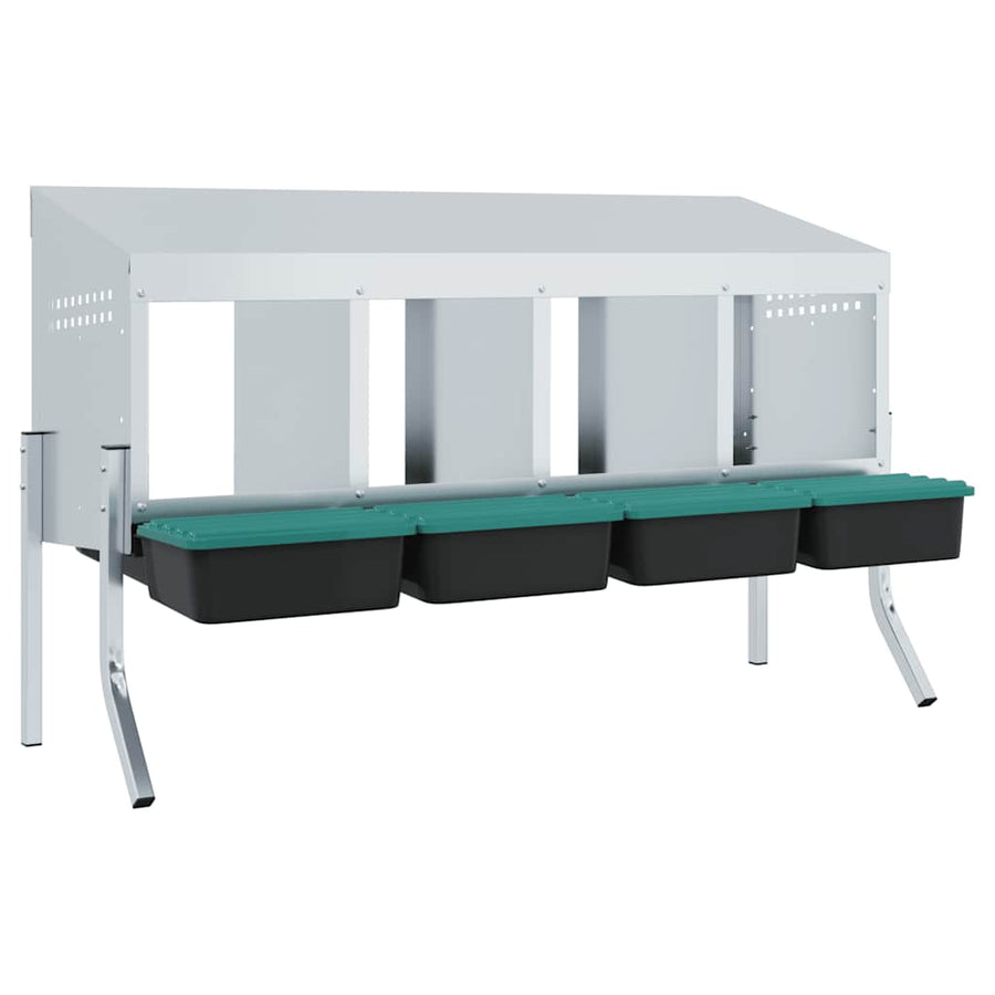 Kippennestkast 4 Compartimenten Met Poten Gegalvaniseerd Staal 110 x 50 x 63/68 cm