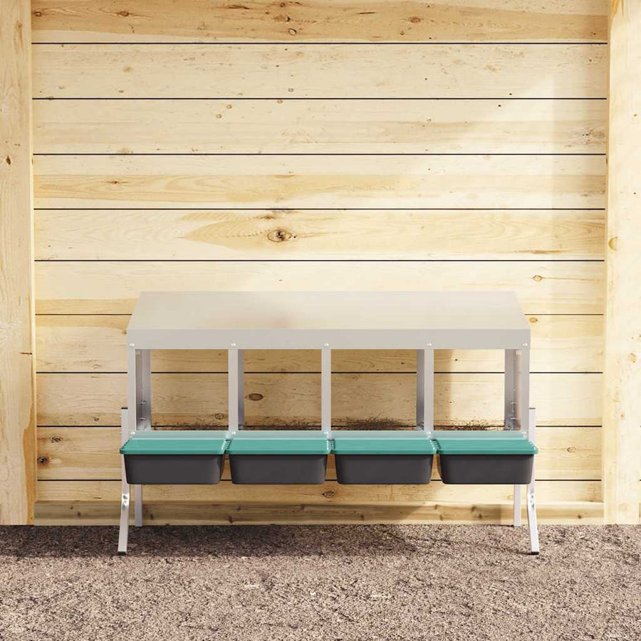 Kippennestkast 4 Compartimenten Met Poten Gegalvaniseerd Staal 110 x 50 x 63/68 cm
