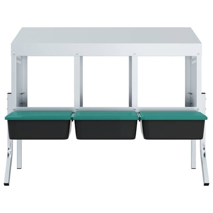 Kippennestkast 4 Compartimenten Met Poten Gegalvaniseerd Staal 110 x 50 x 63/68 cm