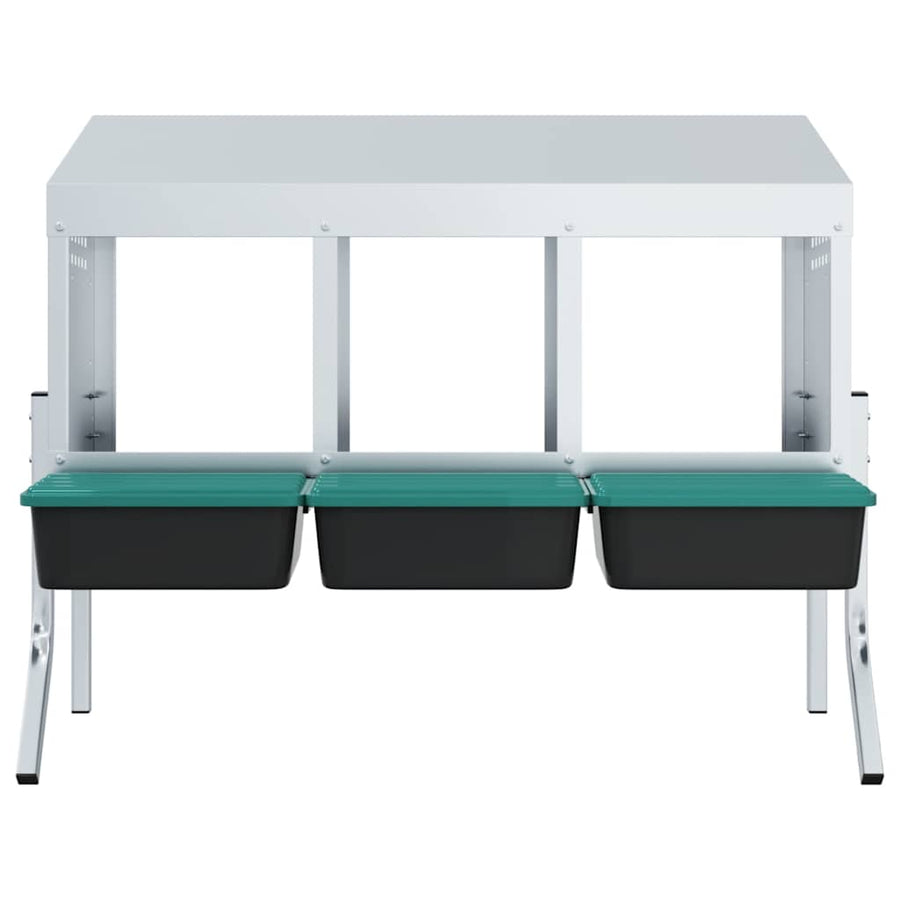 Kippennestkast 4 Compartimenten Met Poten Gegalvaniseerd Staal 110 x 50 x 63/68 cm